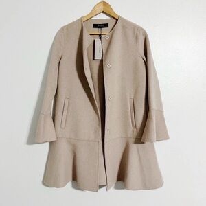 Zara Wool Blend Beige Bell Sleeve Coat | Rare EU Exclusive | NWOT